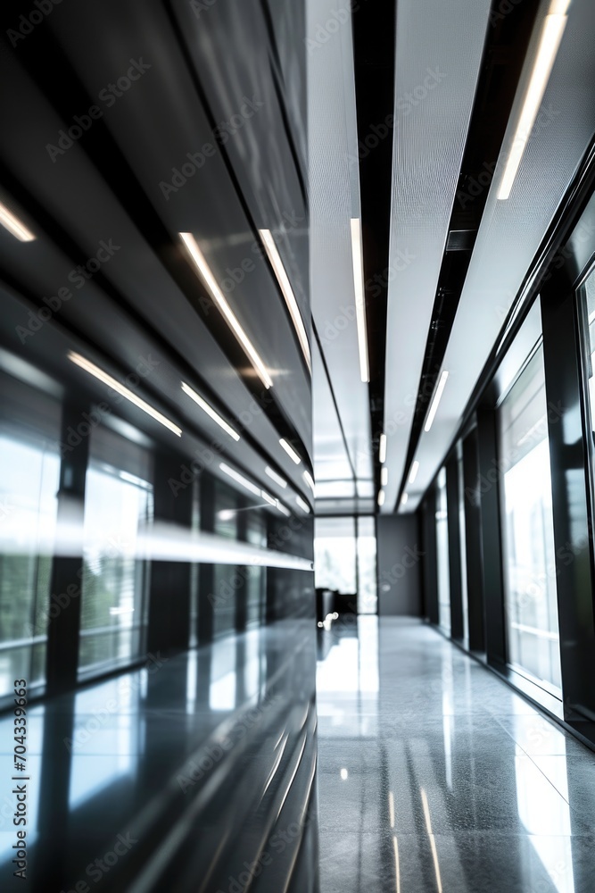 Poster a long hallway with numerous windows. ideal for architectural or interior design projects