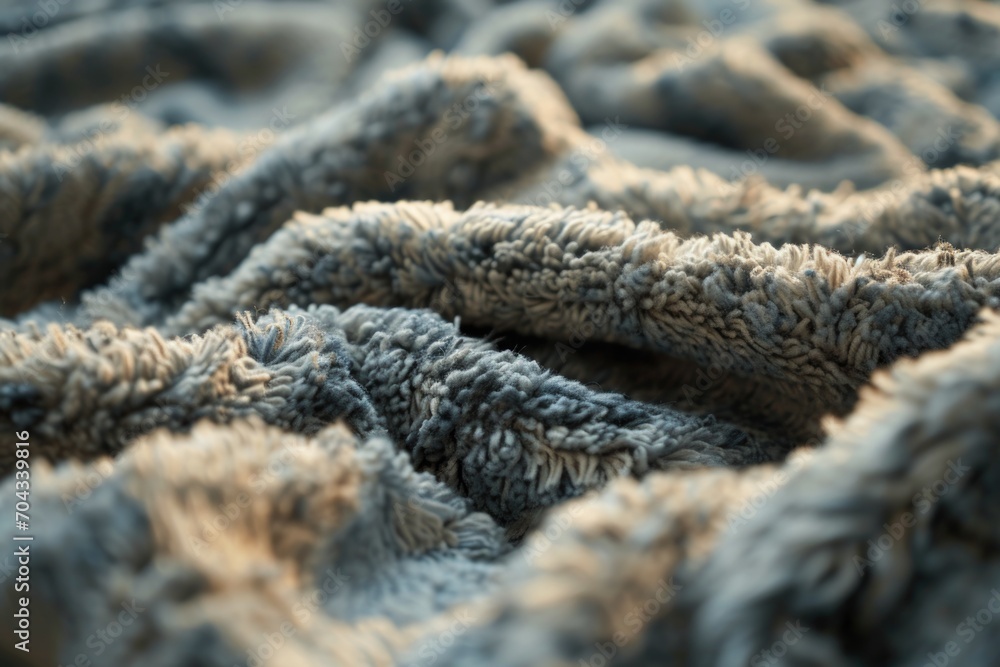 Poster A detailed view of a blanket with another blanket placed on top. This versatile image can be used to depict coziness, comfort, warmth, relaxation, or layering