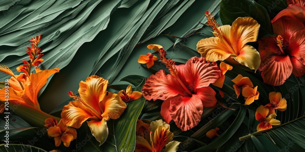 Poster a close-up view of a bunch of flowers, perfect for adding a touch of nature and beauty to any projec