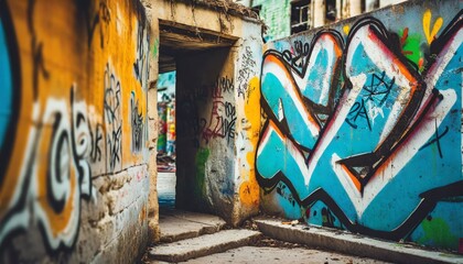 Graffiti in a bad area of the city - obrazy, fototapety, plakaty
