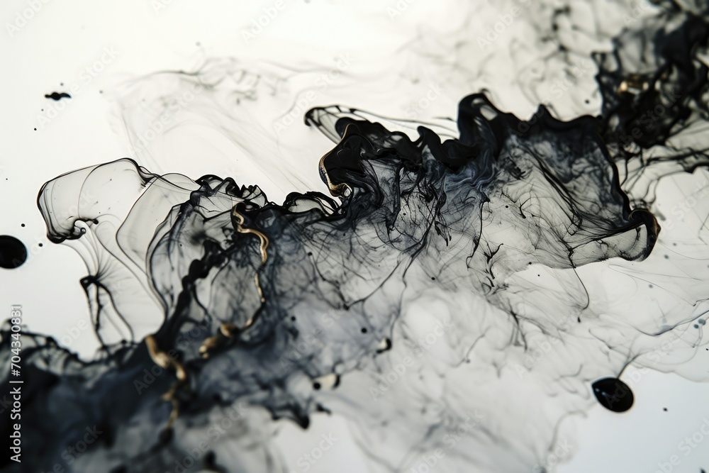 Poster Black substance close up on a white surface. Versatile image suitable for various applications