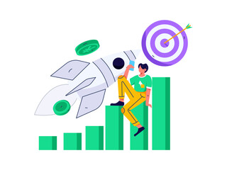 Marketing planning business characters flat vector concept operation hand drawn illustration
