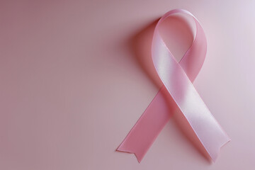 Breast Cancer Awareness Symbol: Solitary Pink Ribbon on Pastel Background