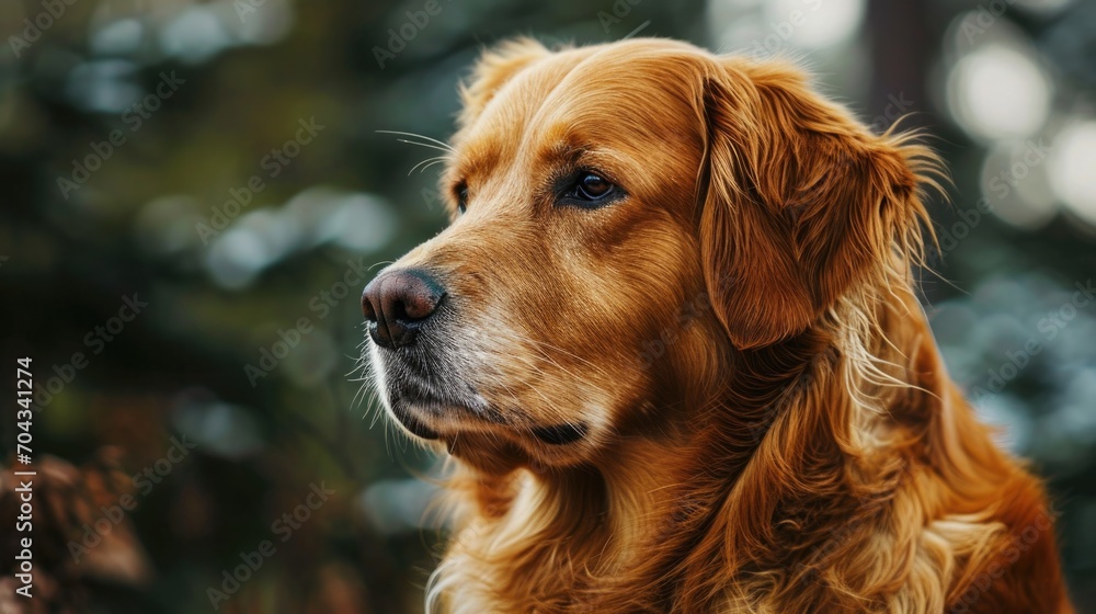 Poster a close up view of a dog with a blurry background. this image can be used in various contexts