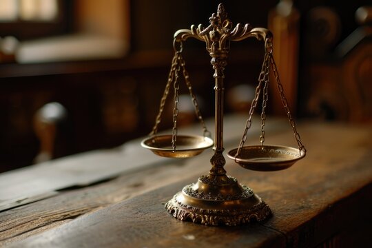 A scale sitting on top of a wooden table. Suitable for various applications