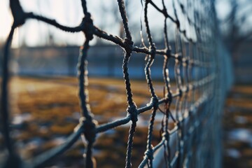 A detailed view of a chain link fence. Perfect for illustrating security, boundaries, or industrial themes