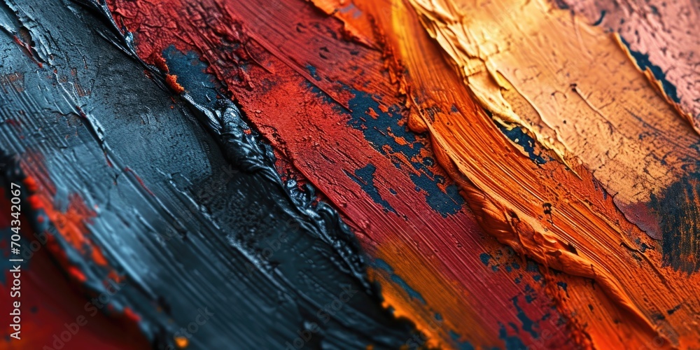Poster A detailed close-up view of a painting showcasing vibrant colors. This image can be used to add a pop of color and artistic touch to various design projects