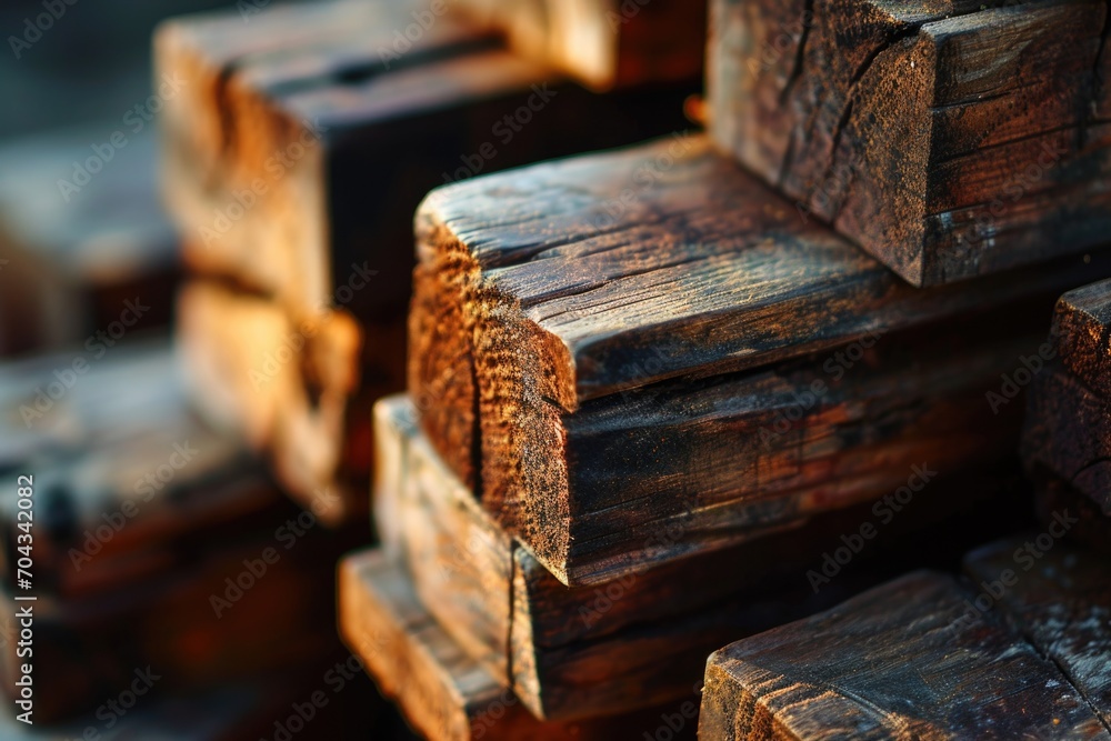 Poster a pile of wood neatly stacked together. suitable for various projects and concepts