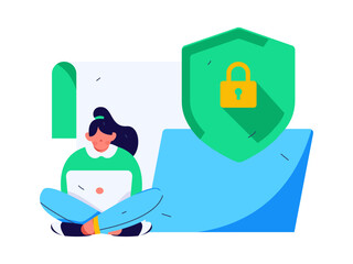 Business network security character flat vector concept operation hand drawn illustration
