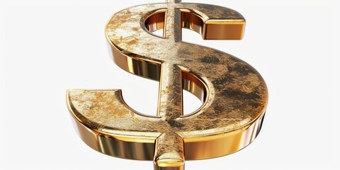 A golden dollar sign on a white background. Suitable for financial and business concepts