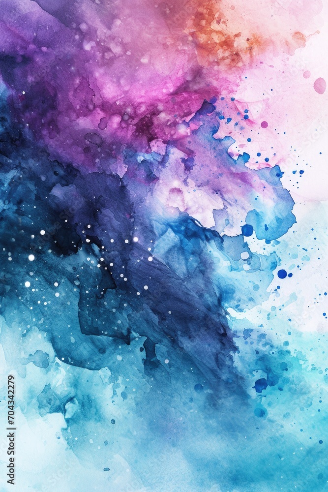 Poster a vibrant painting showcasing a beautiful blue and purple cloud. perfect for adding a touch of color
