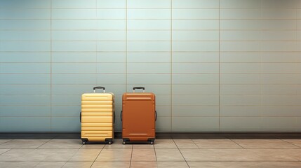 Worldly Adventure Awaits: Two Suitcases in an Empty Airport Hall Symbolizing the Excitement of Travel and Exploration