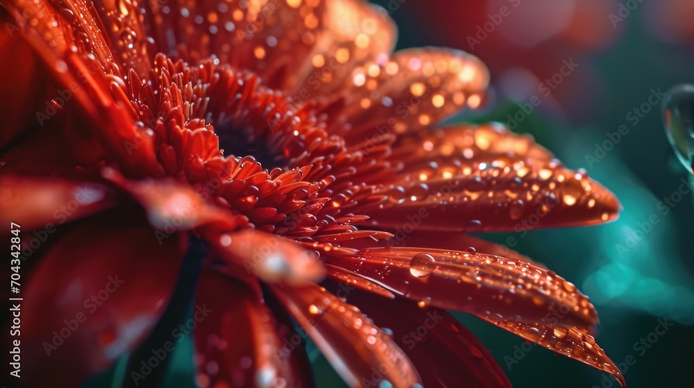 Aufkleber a detailed view of a flower with glistening water droplets. perfect for adding a touch of nature and