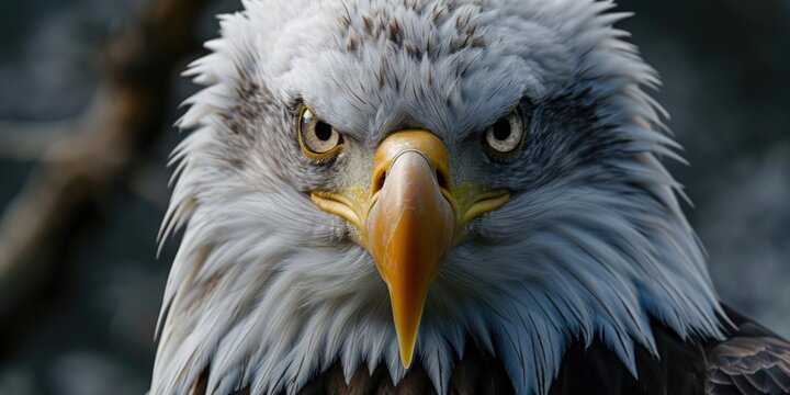 A detailed shot of a Bald Eagle's face. Perfect for nature enthusiasts and wildlife publications