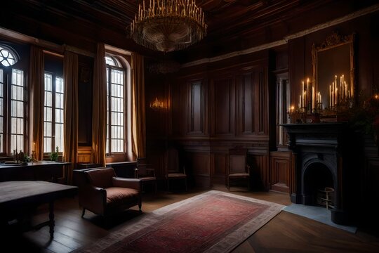 interior of a hotel, Interior room of an old manor house