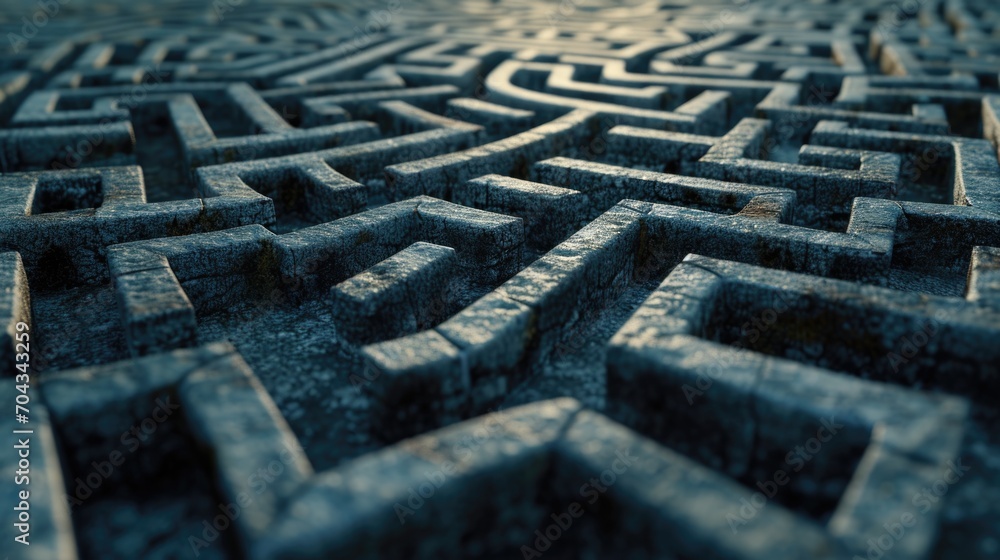 Aufkleber A close up view of a maze in the ground. This image can be used to represent puzzles, challenges, or problem-solving concepts