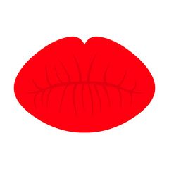 Sexy red female lips on a white background. Kiss shaped lips are great for a love logo.