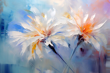 Abstract beautiful flower. Oil painting in impressionism style.