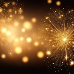 Gold and dark brown Fireworks and bokeh Abstract background