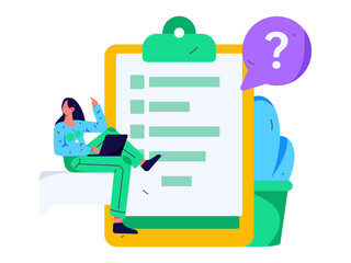 Invite friends to conduct questionnaire flat vector concept operation hand drawn illustration
