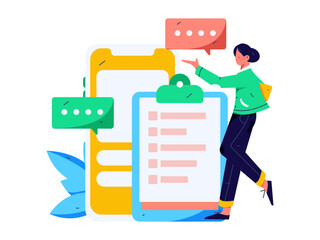 Invite friends to conduct questionnaire flat vector concept operation hand drawn illustration
