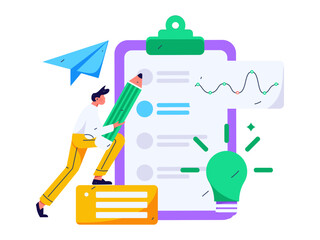 Invite friends to conduct questionnaire flat vector concept operation hand drawn illustration
