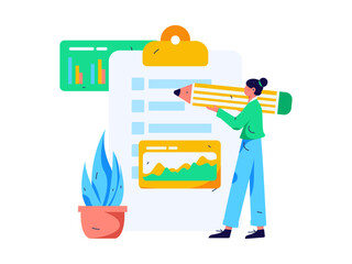 Invite friends to conduct questionnaire flat vector concept operation hand drawn illustration
