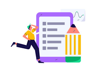 Invite friends to conduct questionnaire flat vector concept operation hand drawn illustration
