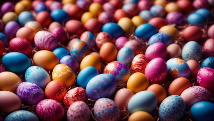 Fototapeta premium Colorful chocolate Easter eggs Background