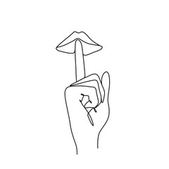 Stop talking, hand with finger next to mouth, hand drawn vector illustration. Don't talk too much stay quiet symbol. isolated on white background.