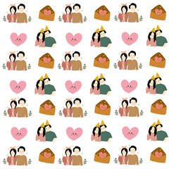 cute couple pattern illustration for valentines day
