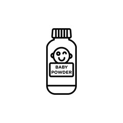 Infant Care and Gentle Talc Line Icon. Baby Powder and Hygiene Icon in Black and White Color.