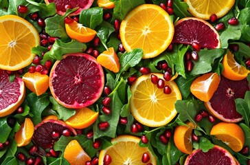 Vibrant Citrus Pomegranate Salad with Lush Greens - Healthy and Refreshing
