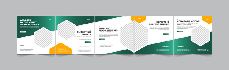 Financial coaching social media carousel, Instagram carousel template for financial advisor, EPS vector illustration eps 10 © CreativeX