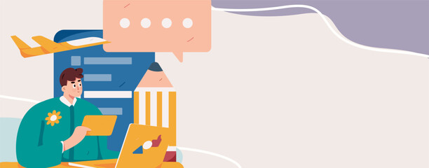 Invite friends to conduct questionnaire flat vector concept operation hand drawn illustration
