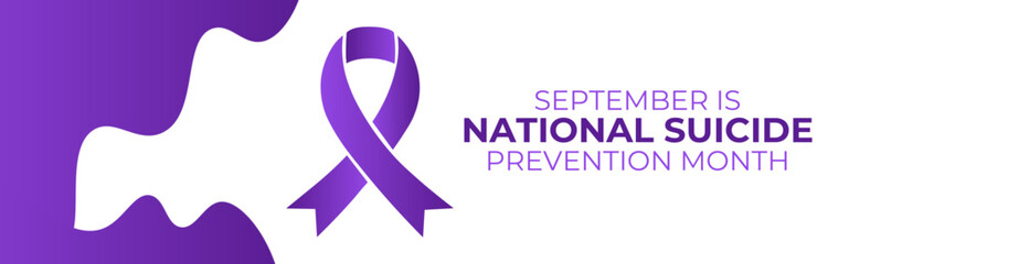 National suicide prevention month is observed every year in september. September is national suicide prevention awareness month. banner, greeting card, cover, flyer, poster with background. vector
