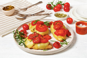 Pesto Tomato Cheese Chicken Breast, top view