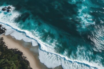 a high quality stock photograph of a single Amazing Blue ocean wave Top-down Aerial view shot. Professional footage