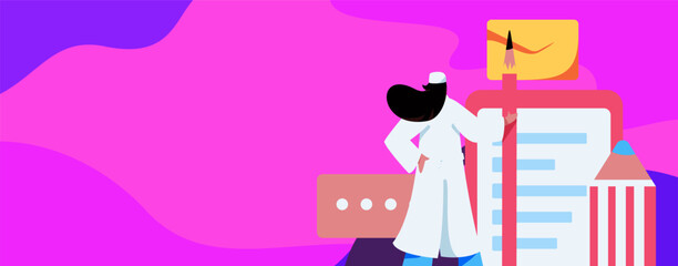 Invite friends to conduct questionnaire flat vector concept operation hand drawn illustration
