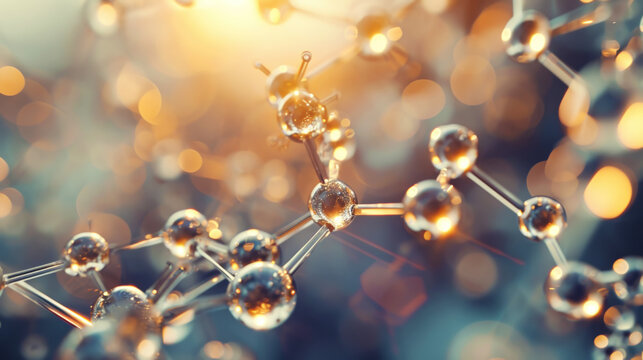 Scientific backdrop. Molecular structure at atomic level. Light background. Medical technology concept. Generative AI