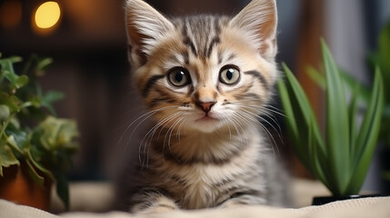 Fototapeta na wymiar Close-up of an Adorable Kitten