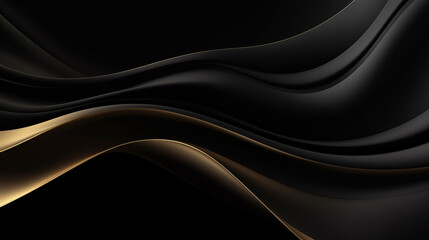 Abstract Background with Golden and Black Waves