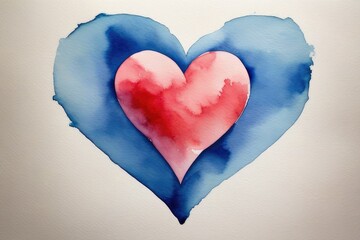 Naklejka na ściany i meble a high quality stock photograph of a single watercolor heart. Concept - love, relationship, art, painting