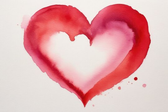 a high quality stock photograph of a single watercolor heart. Concept - love, relationship, art, painting