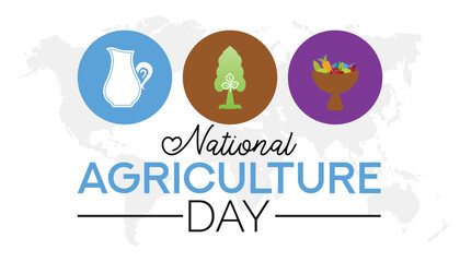 National Agriculture day is observed every year in March. Holiday, poster, card and background vector illustration design.