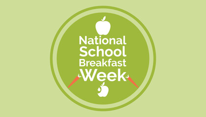 National School breakfast Week is observed every year in March. Holiday, poster, card and background vector illustration design.