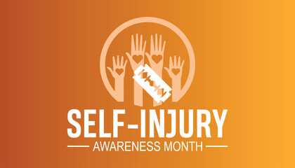 Self Injury Awareness Month is observed every year in March. Holiday, poster, card and background vector illustration design.