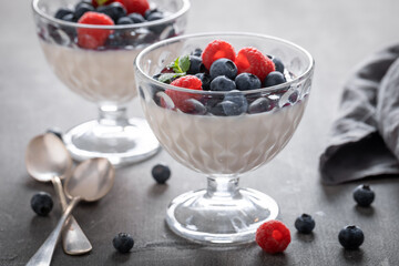 Delicious and fruity Panna Cotta made of fruits and gelatin.