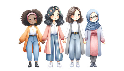 Women's Day watercolor on white background