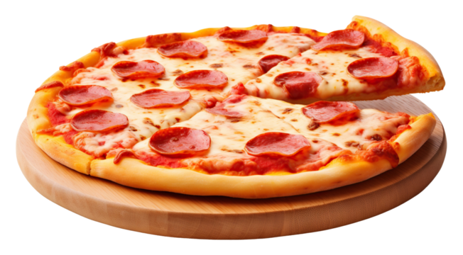 Delicious pizza cut out